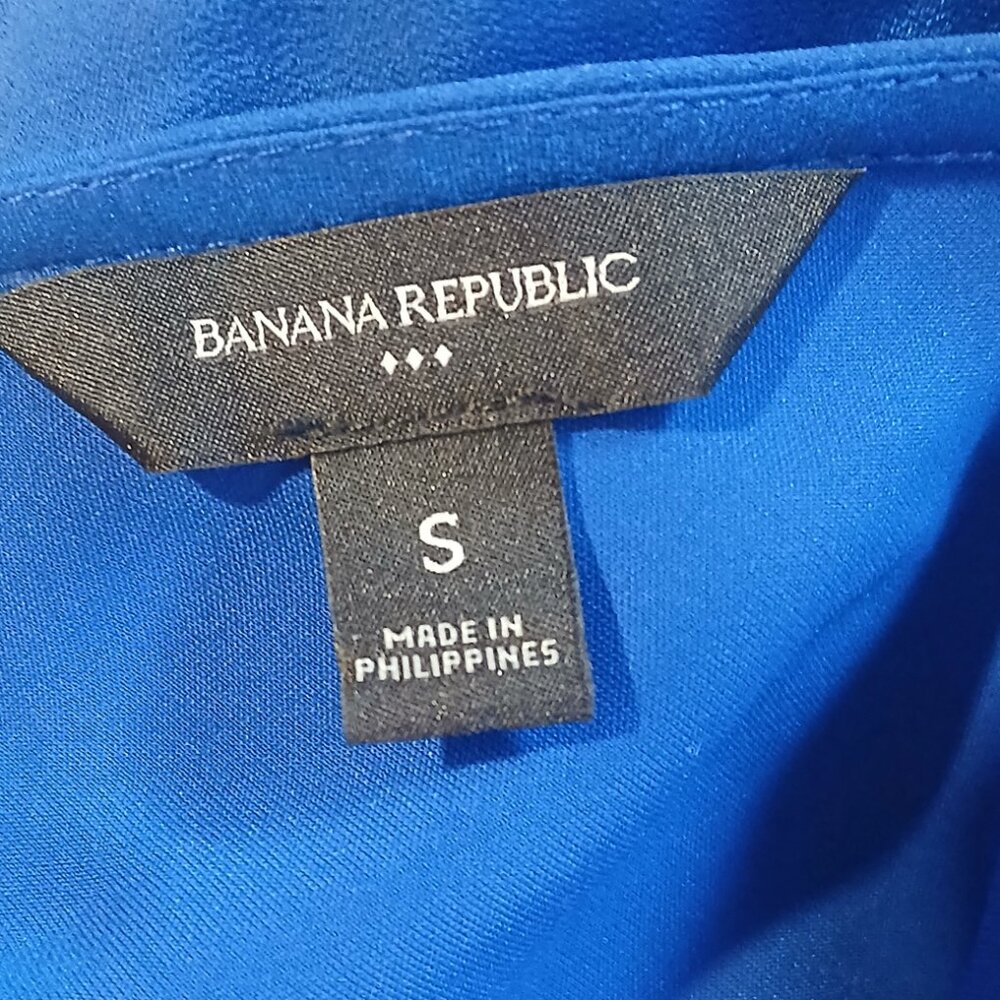 Banana Republic Factory Women's Cowl Neck Cap Sleeve Blouse Blue GUC - Picture 7 of 7